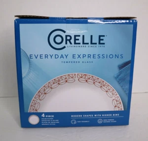 Corelle 4 pc Salad Plates Everyday Expressions Graphic Stitch 7.5" nib - Picture 1 of 6