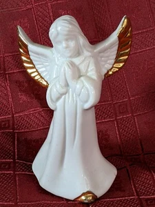 Porcelain Bell Angel Praying, 4" Japan  Gold Highlights - Picture 1 of 6