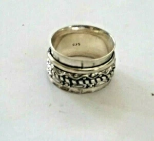 925 STERLING SILVER PLATED HANDMADE WIDE BAND SPINNER RING SR1 SIZE 10 - Picture 1 of 1