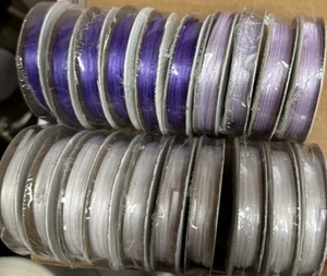 Lot Of 20 New 18’ Each 1/8” 100% Nylon Ribbon-10 White, 6 Purple, 4 Lavender New - Picture 1 of 5