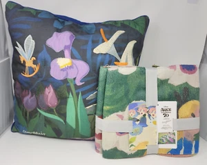 Disney ALICE IN WONDERLAND Throw Blanket+Pillow Set Mary Blair 70th Anniv NEW - Picture 1 of 9