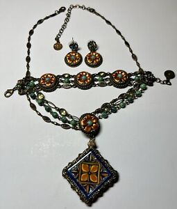 Sweet Romance Statement Floral Necklace,  Bracelet & Earring Set Handmade in USA