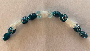New 7.5â€� Strand Premium Teal & White LampWork Glass Focal Beads 16-20mm