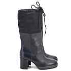 New Aquatalia Ishana Shearling Lined Black Leather Winter Boots Womens Size  5