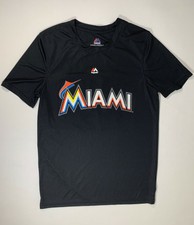 Majestic Miami Marlins T-shirt Boys L 14/16  Giancarlo Stanton 27 Cool Base Tee