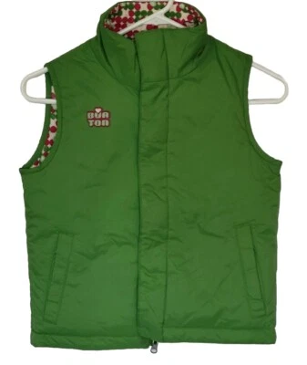 Burton Girls Snowboard Vest Size Medium Reversible Solid Polka Dots Green/Pink - Image 1 of 4