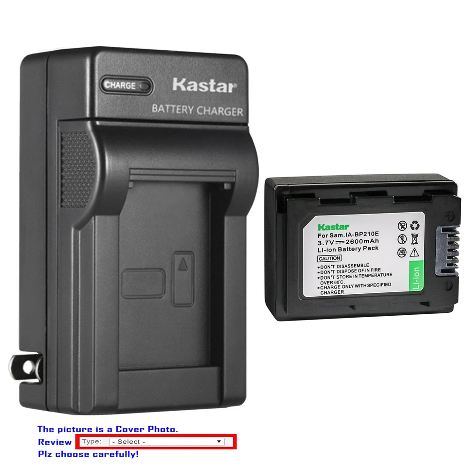 Cargador de pared de batería Kastar para Samsung IA-BP210E IA-BP420E y Samsung HMX-F90 Foto 1 de 4