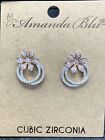 Amanda Blu Circles Rose Gold Flower Cubic Zirconia Earrings Stud Pierced