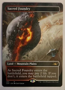 Sacred Foundry Borderless MTG UNF 285 Unfinity Planet Shock Land NM Never Played - Picture 1 of 1