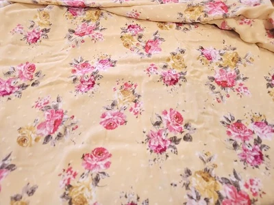 Tela Challis arrugada floral punteada Swiss NY diseñador exceso de existencias por yarda Foto 1 de 2