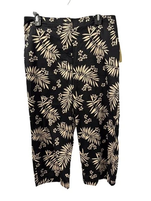 Pantalones Capri Classic Elements Tropical Estampado Floral Talla 12 Negro Crema Foto 1 de 4