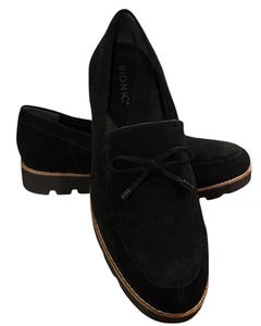 Vionic Teagan schwarzer Wildleder-Loafer Damengröße 9,5 Schleife klobige Sohle Schuh - Bild 1 von 8