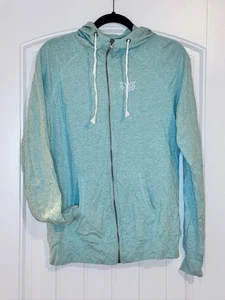 Earth Yoga Organic Cotton Bamboo Zip Hoodie Aqua Blue Lotus Graphic Size L - Bild 1 von 5