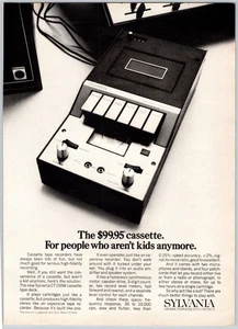 1970 SYLVANIA CASSETTTE TAPE RECORDER Vintage 8"X11" Magazine Ad 1970's HTN38 - Picture 1 of 1