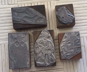 Antique Letterpress Printing Blocks Gentlemen’s Fashion Coats Advertising 5pcs - Picture 1 of 2