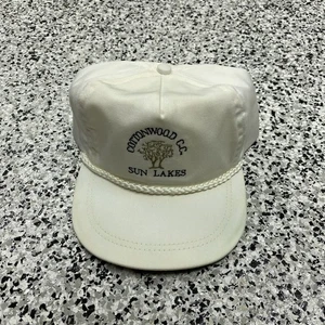 Vintage 90s Cottonwood Country Club Leather Strapback Golf Hat White Casual VTG - Picture 1 of 7