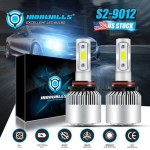 Pair 9012 HIR2 LED Headlight Bulbs Kit High Low Beam Super Bright 6000K White - Picture 1 of 12