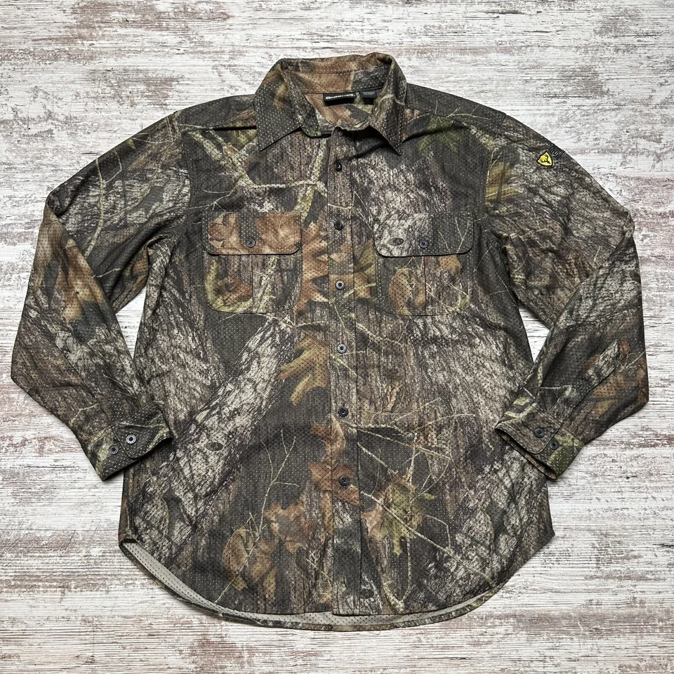 Mossy Oak Shirt Mens Medium Long Sleeve Button Up Mesh Scent Shield Hunting - Image 1 of 4