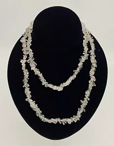 COLLAR CON CHIP DE CRISTAL DE CUARZO NATURAL 36 PULGADAS Cristal Curación Chakra Moda - Imagen 1 de 2