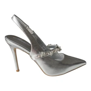 Luciano Barachini - Scarpe Donna in pelle laminata argento con strass - NL349Y - Imagen 1 de 4