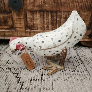 Vintage Smith & Hawken My Name is Nellie Carved Wood Chicken Hen 13" - Picture 1 of 6
