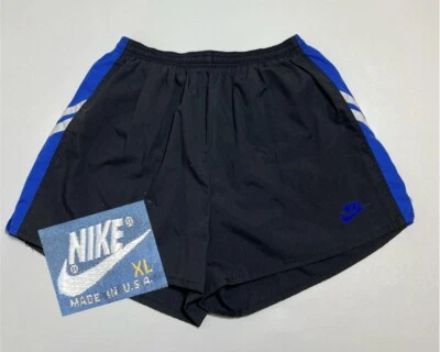 Vintage 80s Nike Blue Tag Lined Running Jogging Shorts Polyester / Cotton Blend - Image 1 of 4