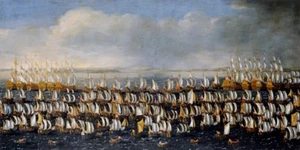 oil painting handpainted on canvas "The Danish invasion fleet 1676" NO8953 - Picture 1 of 1