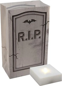 6 Pack Tombstone LumaBase Battery Operated LumaLite Luminaria Kit with Timer - Picture 1 of 3