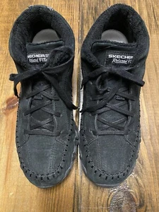 Skechers Bikers Totem Pole Black Suede Sneaker/Bootie Women's Size 7 - Picture 1 of 6