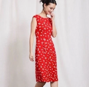Boden Red Marina Confetti Print Jersey Knit Sleeveless Midi Dress 4L - Picture 1 of 5