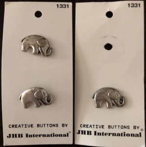 Set of 3 New Silver Color Elephant Shape Buttons 7/8" wide Metal Shank by JHB - Picture 1 of 1