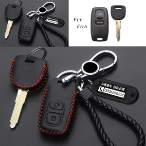 Genuine Leather Car Remote Key Case Cover Bag For Mazda 2 3 6 CX-7 323 626 RX8 - Picture 1 of 12