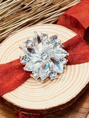 Christmas rhinestone Edelweiss buttons (set of 4) - Image 1 of 4