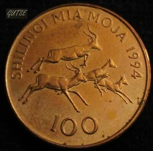 *GUTSE* TANZANIA, 100 SHILINGI 1994, IMPALAS CORRIENDO, SIN CIRCULAR. - Imagen 1 de 2