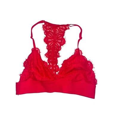 Bralette ROSA Victoria’s Secret Rojo Encaje Espalda Corredora Triángulo Pequeño Para Mujer’s Foto 1 de 4