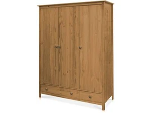 Kleiderschrank Massivholzschrank 3-türiger Schrank TOBINO Kiefer gewachst 3T 3SK - Bild 1 von 3