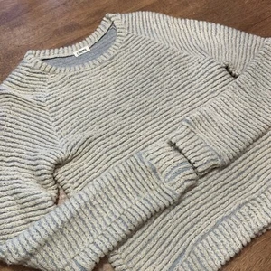L’AGENCE Ribbed Textural Mohair Blend Sheer Net stripe Sweater Neutral Beige XS - Picture 1 of 19