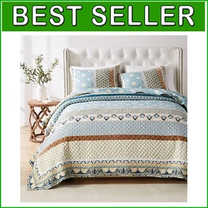 Oversized Thalia Quilted Bedding Set - Blue King/Cal King, Eco-Friendly - Picture 1 of 11