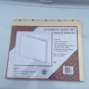 SMEAD alphabetisch Top File Guide Set 1/5-Schnitt Top Tab 8,5 x 11, Manila, 25/Set Neu - Bild 1 von 1