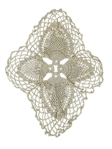Doily Handmade Cotton Crochet (steel Hook) Off White Lace Fan Blade Style - Imagen 1 de 8