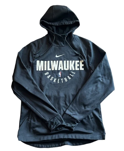 Nike Dri Fit Milwaukee Bucks NBA Men’s Gray Hoodie Sweatshirt Size Small Cover