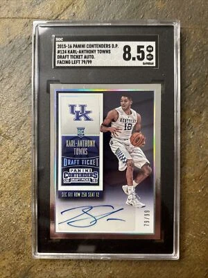 KARL ANTHONY TOWNS 2015 CONTENDERS DRAFT TICKET AUTO RC /99 SGC 8.5 Facing Left - Image 1 of 2