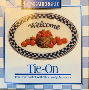 LONGABERGER 1997 CERAMIC TIE-ON "WELCOME" NEW IN BOX - Picture 1 of 3