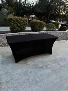 6ft Spandex Fitted Rectangle Stretch Table Cover Wedding Party Black - Picture 1 of 4