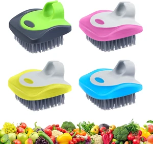 4 Piece Vegetable Brush Potato Scrubber Brush Silicone Hard and Soft Side Fruit - Picture 1 of 12