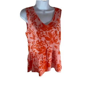 LOFT OUTLET Size XS Women's Top Sleeveless V Neck Blouse Orange Floral Print NWT - Picture 1 of 12