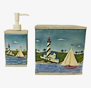 Warren Kimble Coastal Breeze Caja de Pañuelos Cubierta/Juego de Loción 2 Faros De Colección Raro - Imagen 1 de 14