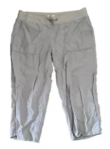 EILEEN FISHER GRAY WIDE LEG 100% ORGANIC LINEN CROPPED PANTS WOMEN'S SIZE LARGE - Picture 1 of 4