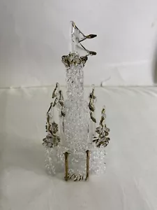 vintage Castle Wedding Cake Topper Blown Glass Crystal Gold Spun Glass - Picture 1 of 15