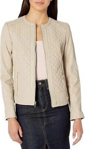DESIGNER New Women's Cream Leather Jacket 100% Real Lambskin Moto Biker Jacket - Bild 1 von 5